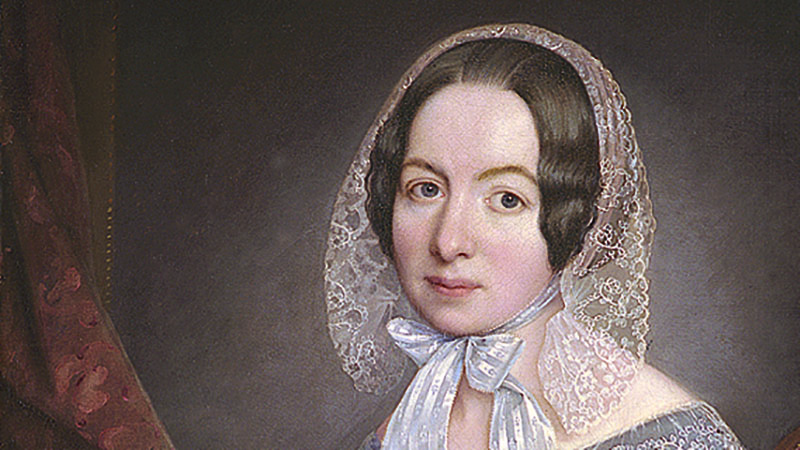 Porträtt av kvinna med spetsmössa. 